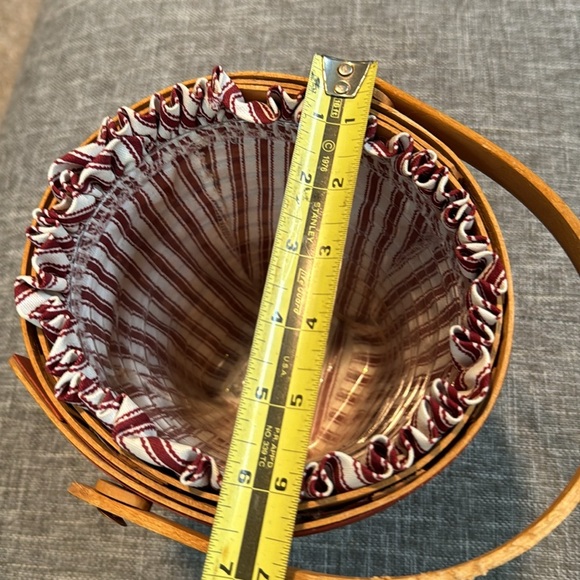 Longaberger Basket Liner Large Handle Round red 1996 Vintage Retired - Picture 5 of 13